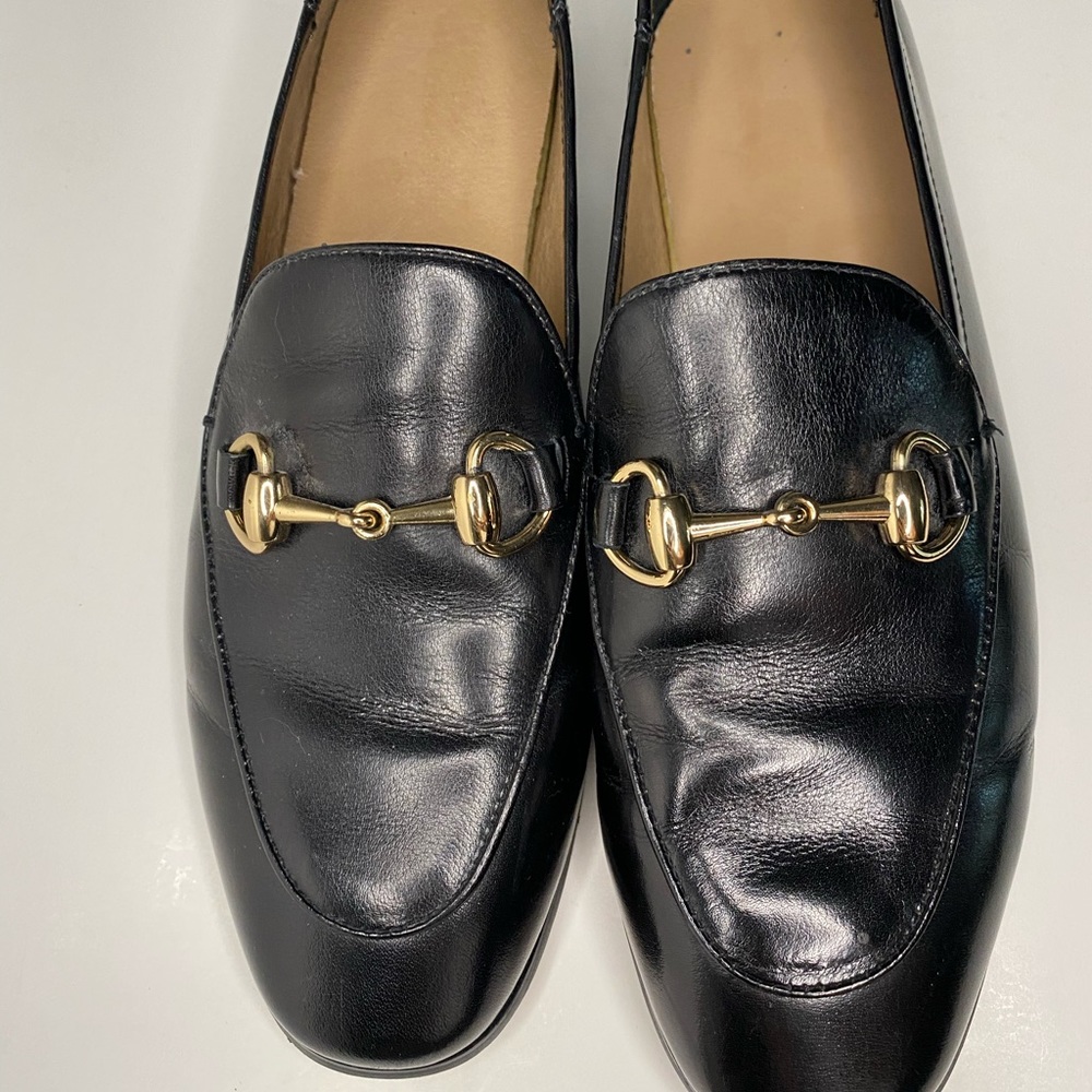 Genuine leather black loafers shoes.